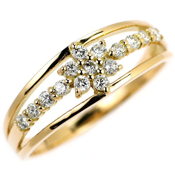 K18YG ダイヤモンド リング 0.30ct フラワー
