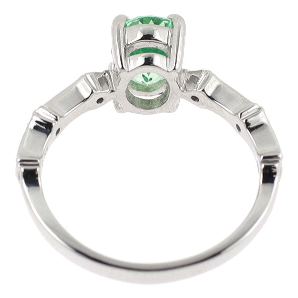 Pt900 蛍光 グロッシュラーライト/ミント ガーネット ダイヤモンド リング 0.94ct D0.033ct