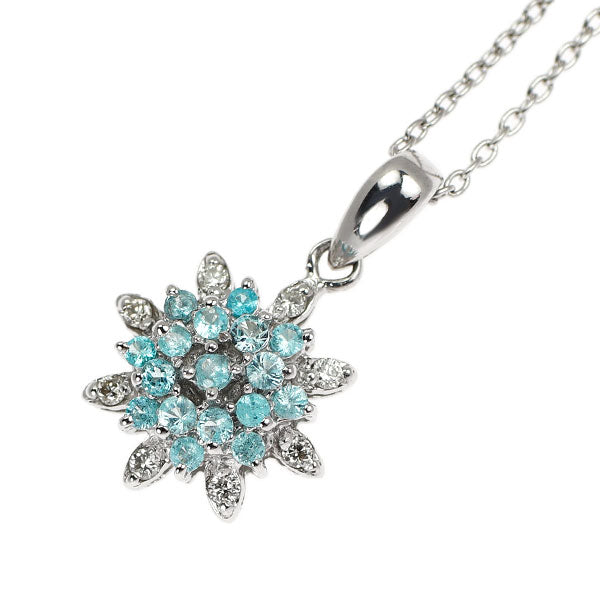 希少 K18WG パライバ トルマリン ダイヤモンド ペンダントネックレス 0.15ct D0.05ct