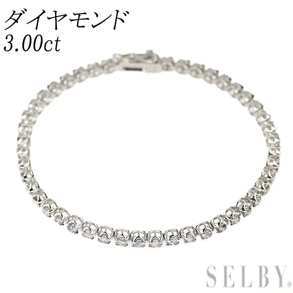 K18WG ダイヤモンド ブレスレット 3.00ct テニス