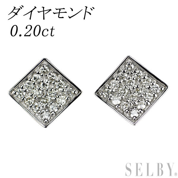 K18WG ダイヤモンド ピアス 0.20ct パヴェ