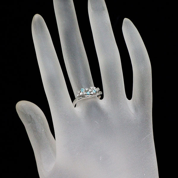 K18WG パライバトルマリン ダイヤモンド リング 0.11ct D0.20ct