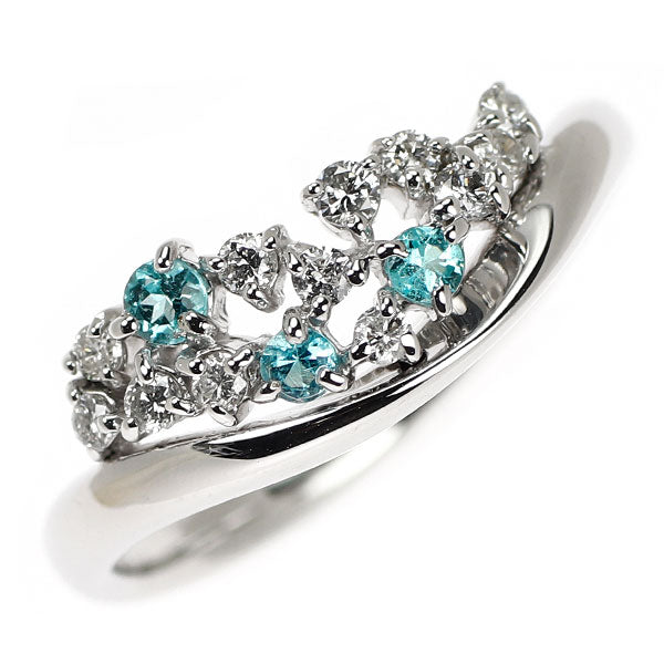 K18WG パライバトルマリン ダイヤモンド リング 0.11ct D0.20ct