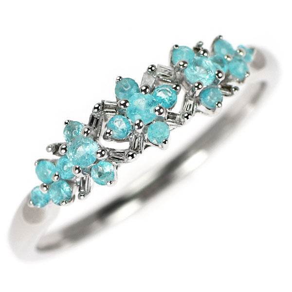 K18WG パライバ トルマリン ダイヤモンド リング 0.28ct D0.03ct