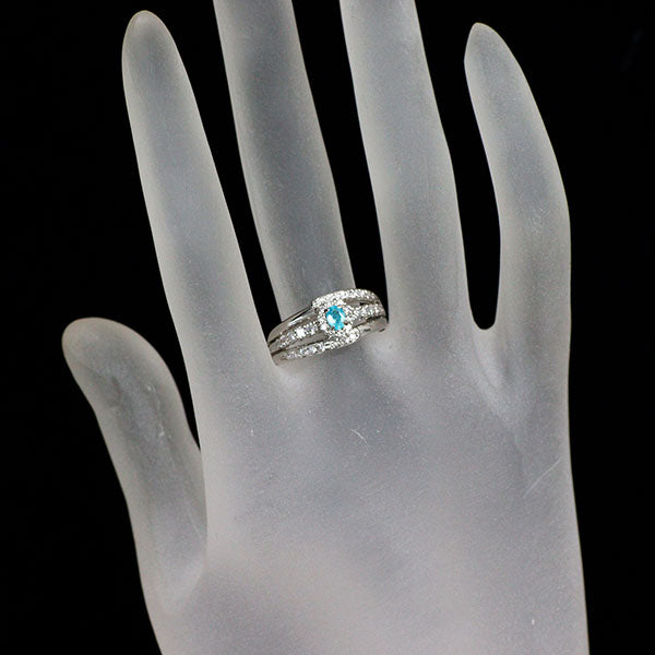 希少 Pt900 パライバトルマリン ダイヤモンド リング 0.14ct D0.38ct
