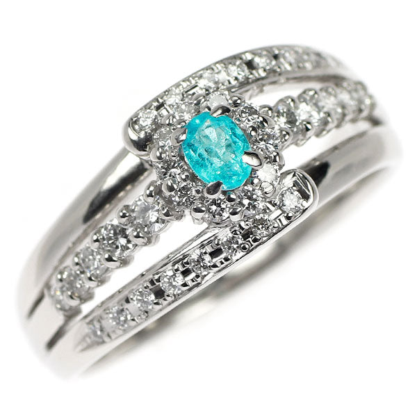 希少 Pt900 パライバトルマリン ダイヤモンド リング 0.14ct D0.38ct