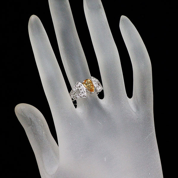 K18WG インペリアルトパーズ ダイヤモンド リング 1.71ct D0.10ct