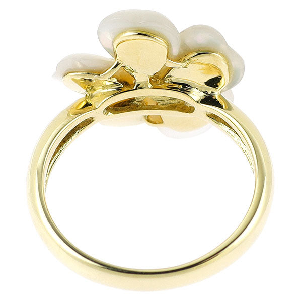 K18YG シェル ダイヤモンド リング D0.10ct フラワー