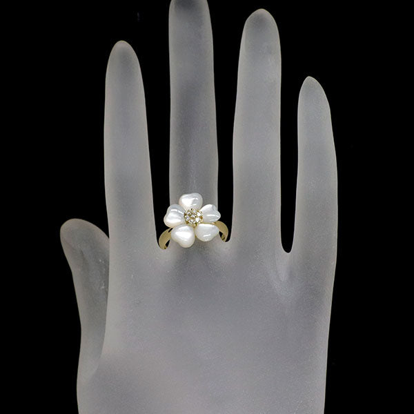 K18YG シェル ダイヤモンド リング D0.10ct フラワー