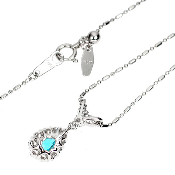 希少 Pt900/ Pt850 ブラジル産 パライバトルマリン ダイヤモンド ペンダントネックレス 0.17ct D0.44ct