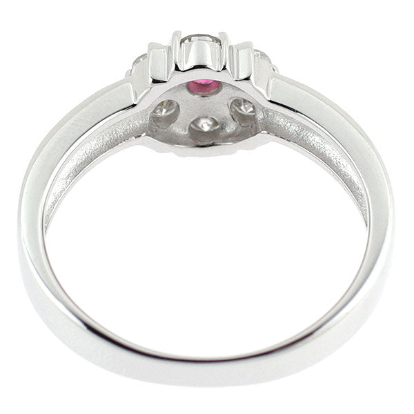 K18WG ルビー ダイヤモンド リング 0.15ct D0.58ct フラワー