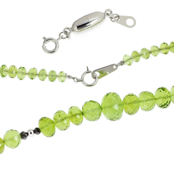 K18WG ペリドット ブラックダイヤモンド ネックレス 145.00ct