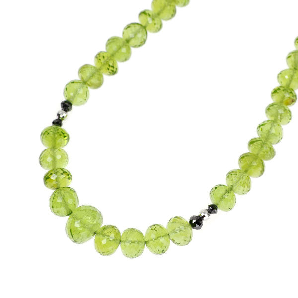 K18WG ペリドット ブラックダイヤモンド ネックレス 145.00ct