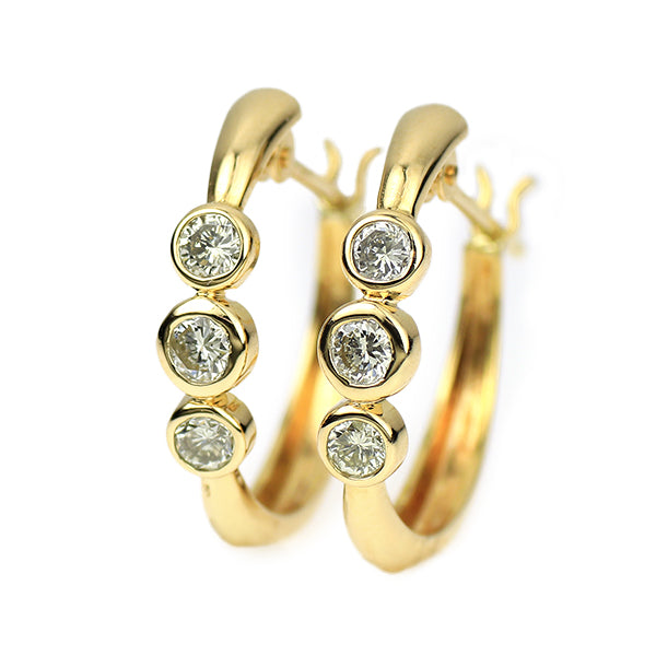 K18YG ダイヤモンド フープ ピアス 0.30ct