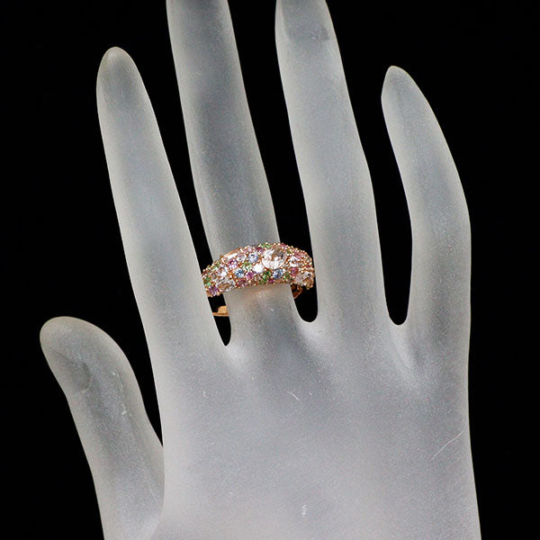 GSTV K18PG モルガナイト サファイア ガーネット ムーンストーン リング 0.90ct S0.95ct G0.30ct M0.15ct
