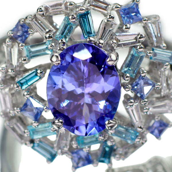 K18WG タンザナイト サファイア パライバトルマリン ダイヤモンド リング 1.55ct S0.20ct T0.10ct D0.24ct