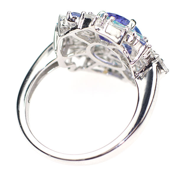 K18WG タンザナイト サファイア パライバトルマリン ダイヤモンド リング 1.55ct S0.20ct T0.10ct D0.24ct