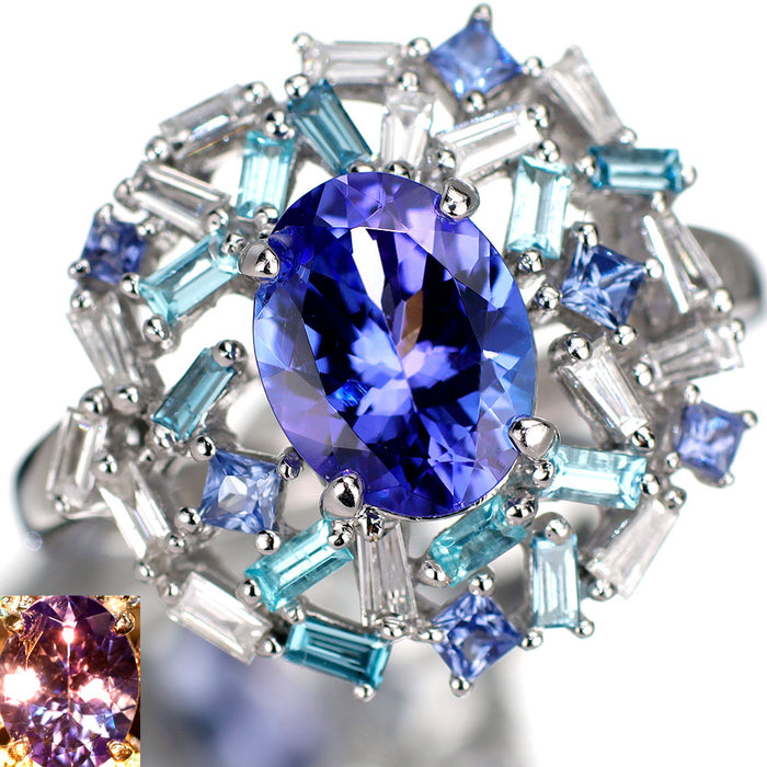 K18WG タンザナイト サファイア パライバトルマリン ダイヤモンド リング 1.55ct S0.20ct T0.10ct D0.24ct