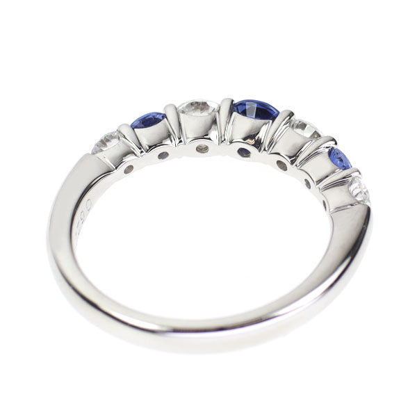 Pt900 サファイア ダイヤモンド リング 0.62ct D0.55ct 一文字