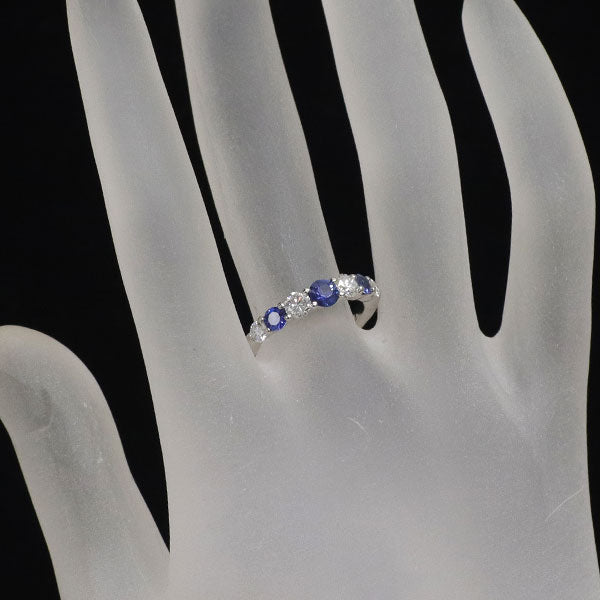 Pt900 サファイア ダイヤモンド リング 0.62ct D0.55ct 一文字