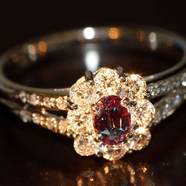 産地鑑別書付 Pt900 ブラジル産アレキサンドライト ダイヤモンド