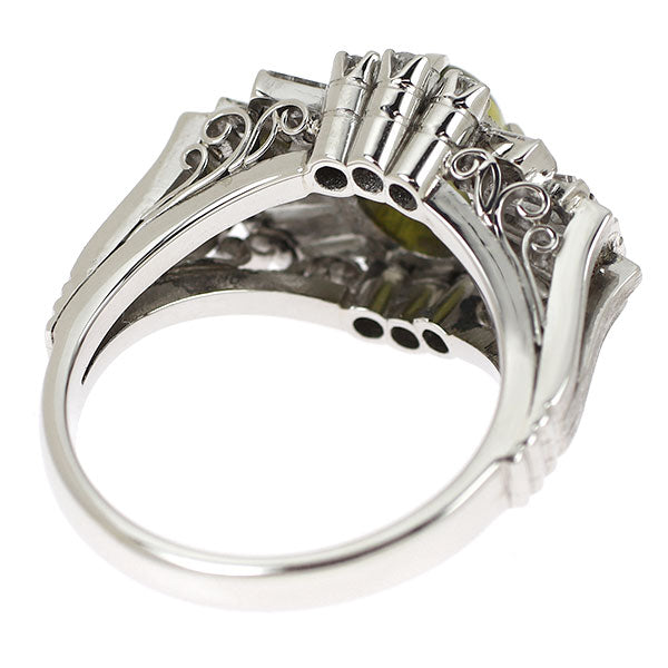 Pt850 クリソベリル キャッツアイ ダイヤモンド リング D1.52ct 陽刻ヴィンテージ製品 昭和レトロ彫金【ヒスコレ】ハンドメイド