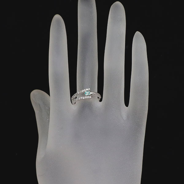 K18WG パライバトルマリン ダイヤモンド リング 0.105ct D0.16ct