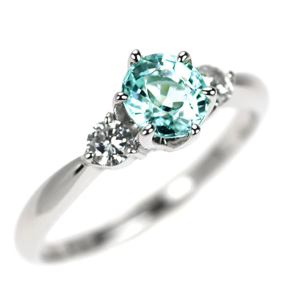 Pt900 モザンビーク産パライバトルマリン ダイヤモンド リング 0.89ct D0.20ct