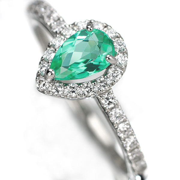 新品 Pt950 ブラジル産パライバ トルマリン ダイヤモンド リング 0.45ct D0.25ct 【エスコレ】