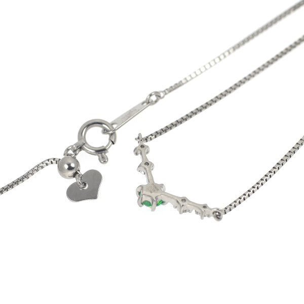 Pt グリーングロッシュラライトガーネット ダイヤモンド ペンダントネックレス 0.12ct D0.06ct