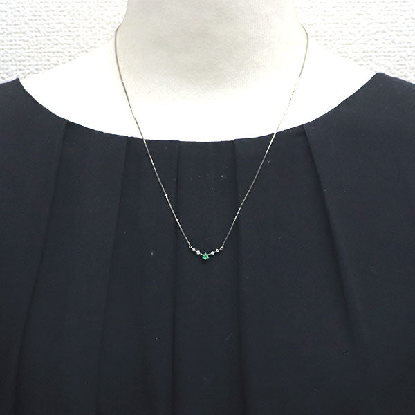 Pt グリーングロッシュラライトガーネット ダイヤモンド ペンダントネックレス 0.12ct D0.06ct