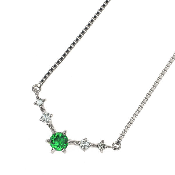 Pt グリーングロッシュラライトガーネット ダイヤモンド ペンダントネックレス 0.12ct D0.06ct