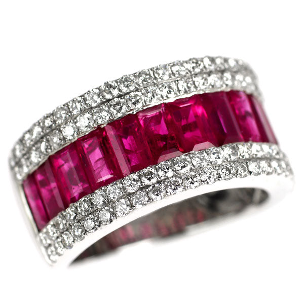 K18WG ルビー ダイヤモンド リング 3.95ct D1.00ct