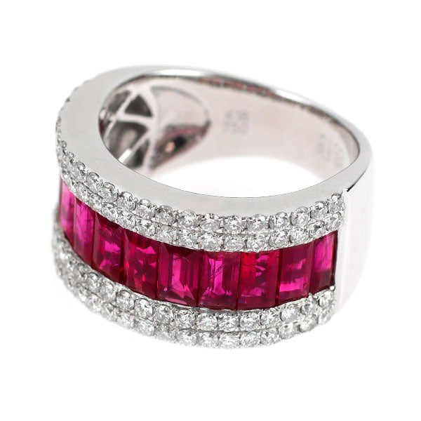 K18WG ルビー ダイヤモンド リング 3.95ct D1.00ct