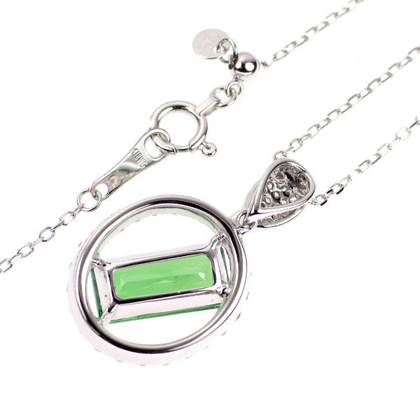 K18WG グリーングロッシュラーガーネット ダイヤモンド ペンダントネックレス 2.13ct D0.425ct
