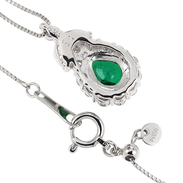 Pt グリーンガーネット ダイヤモンド ペンダントネックレス 1.07ct D0.47ct