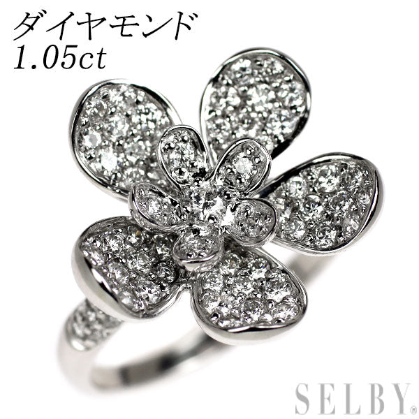 K18WG ダイヤモンド リング 1.05ct フラワー