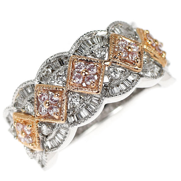 K18WG/PG 天然ピンク/カラーレス ダイヤモンド リング 0.43ct