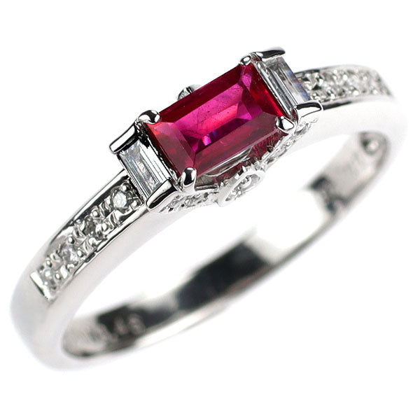 Pt900 ルビー ダイヤモンド リング 0.46ct D0.26ct