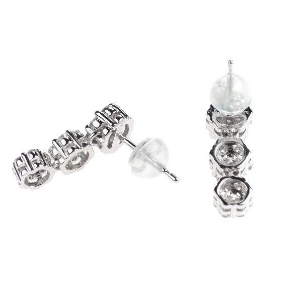 K18WG ダイヤモンド ピアス 1.00ct フラワー