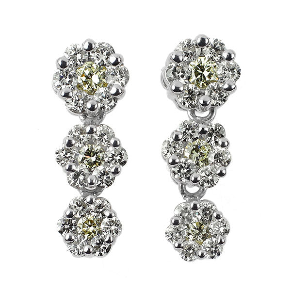 K18WG ダイヤモンド ピアス 1.00ct フラワー