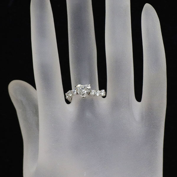 Pt900 ハートシェイプ ダイヤモンド リング 1.096ct G VS1 D0.50ct