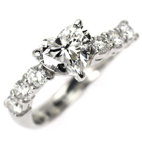 Pt900 ハートシェイプ ダイヤモンド リング 1.096ct G VS1 D0.50ct