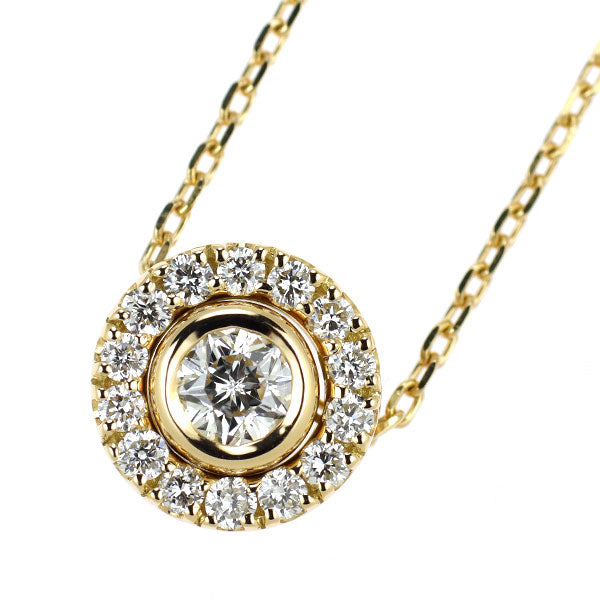 K18YG ダイヤモンド ペンダントネックレス 0.153ct D0.14ct リバーシブル ３WAY