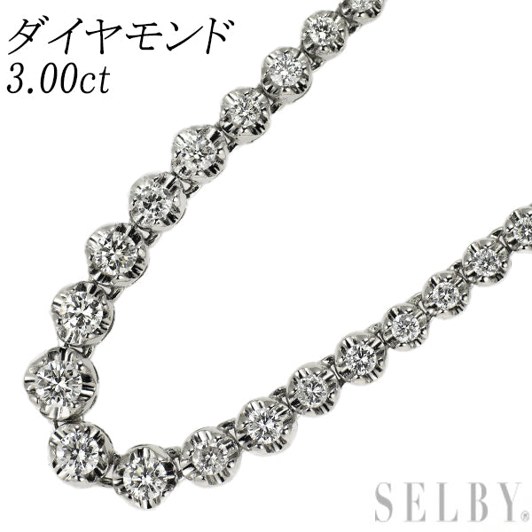 Pt850 ダイヤモンド テニス ネックレス 3.00ct