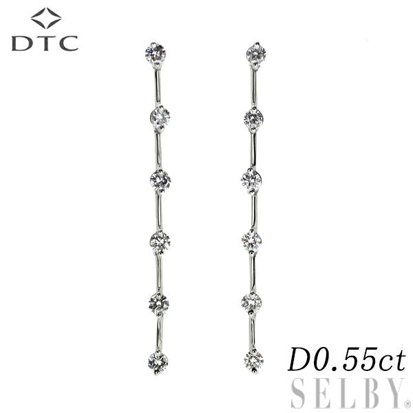 DTC K18WG ダイヤモンド ピアス 0.55ct LINE