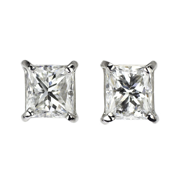 新品 Pt900 プリンセスカット ダイヤモンド ピアス 1.015ct F/G VS1-2