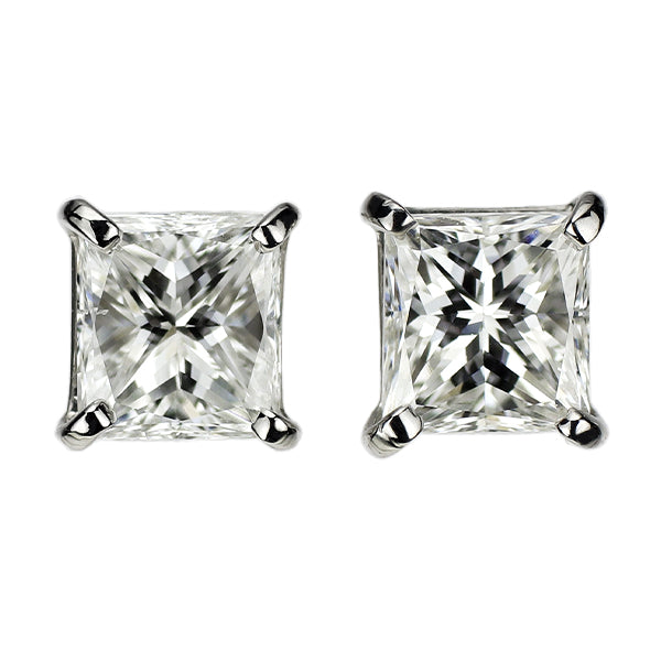 新品 Pt900 プリンセスカット ダイヤモンド ピアス 1.131ct G VS1-2