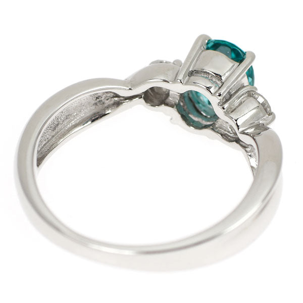 Pt900 ブルー トルマリン ダイヤモンド リング 0.73ct D0.15ct