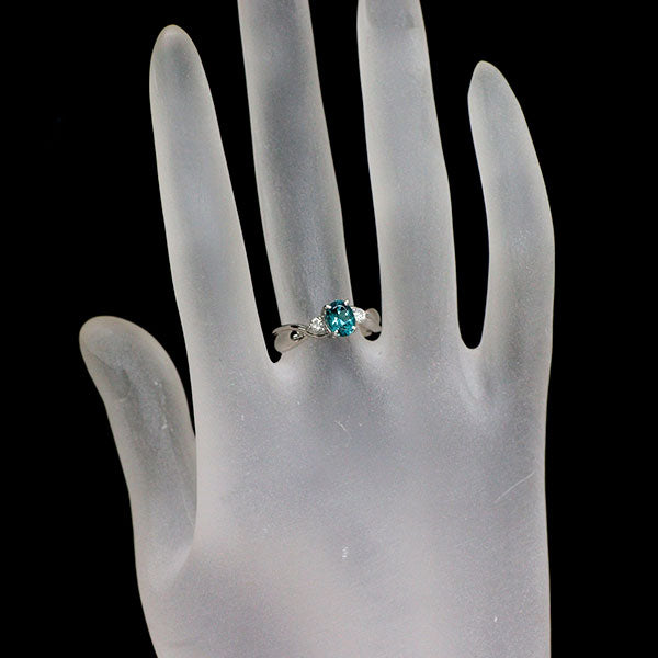 Pt900 ブルー トルマリン ダイヤモンド リング 0.73ct D0.15ct